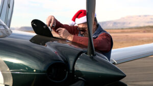 David Hellberg working on Santa's plane. 