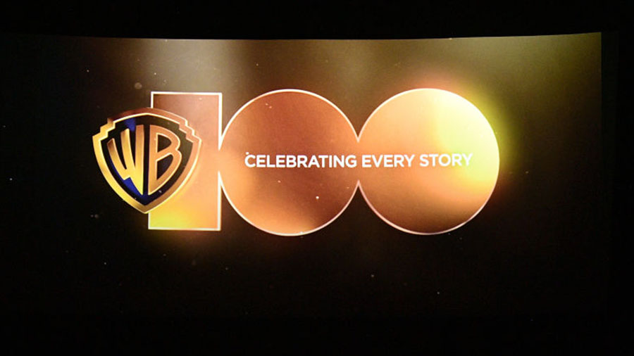 LOS ANGELES, CALIFORNIA - APRIL 14: The Warner Bros. logo is displayed before the screening of "Oce...