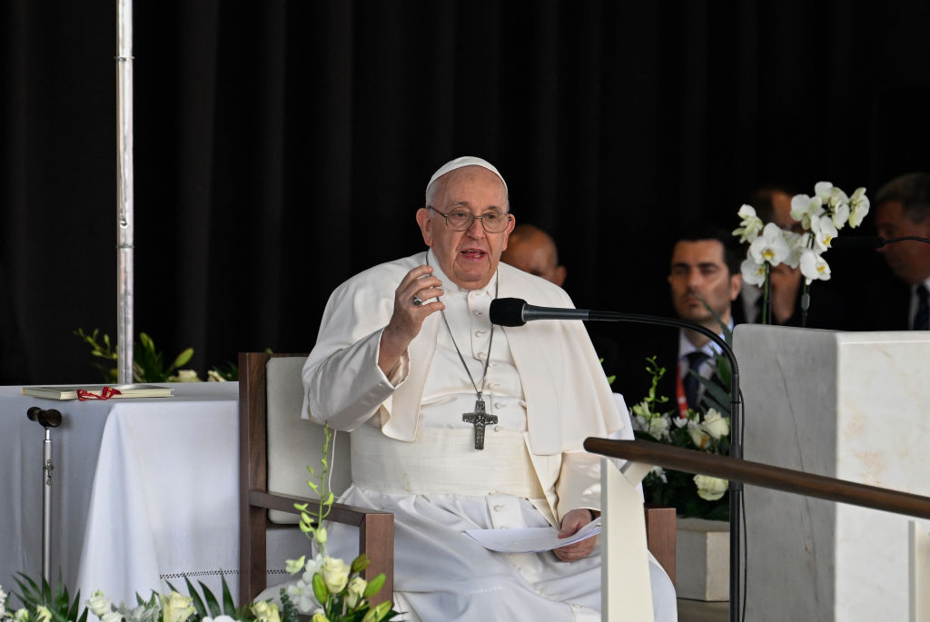 FILE: Pope Francis delivers final remarks to pilgrims and members of the faithful at the end of his...