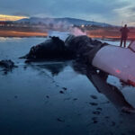 A plane sits burned on the runway after it caught fire at approximately 10,000 feet on Thursday, Dec. 21, 2023 and landed at the Spanish Fork Airport. (Spanish Fork)
