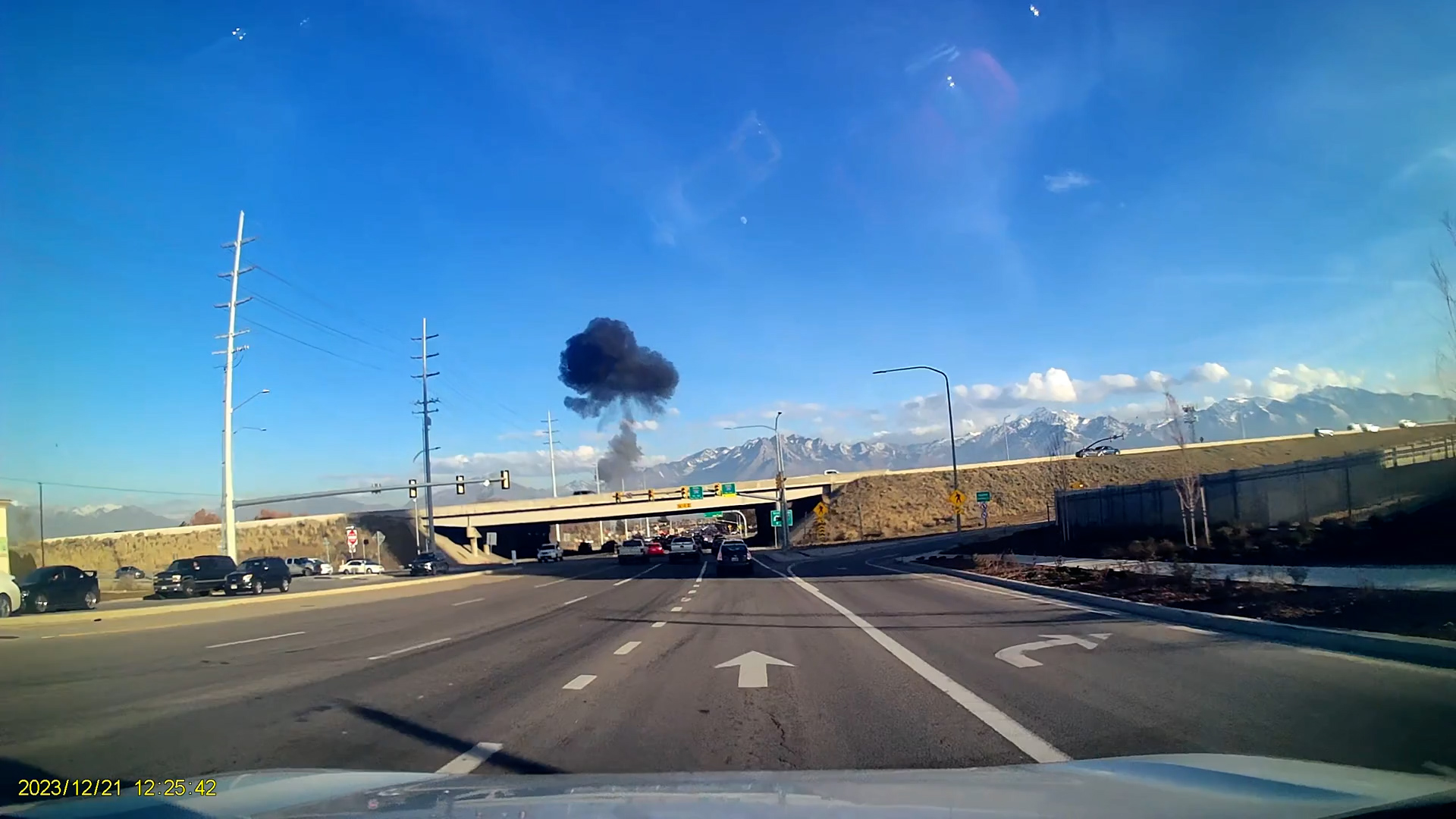 A plume of smoke formed by the transformer explosion on 2200 West and 4700 South....
