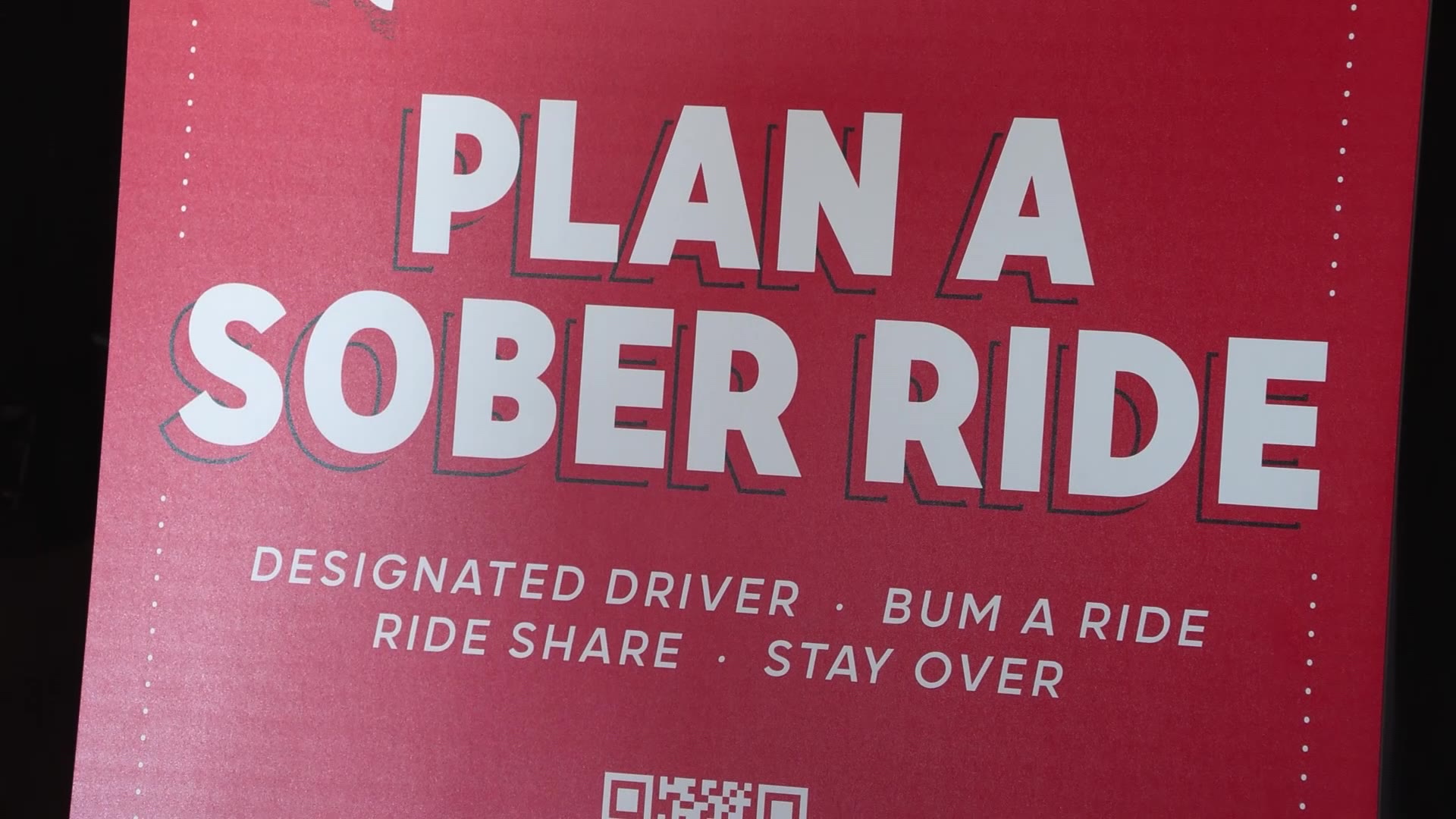 The 'Plan a Sober Ride' campaign sign at a Salt Lake bar....