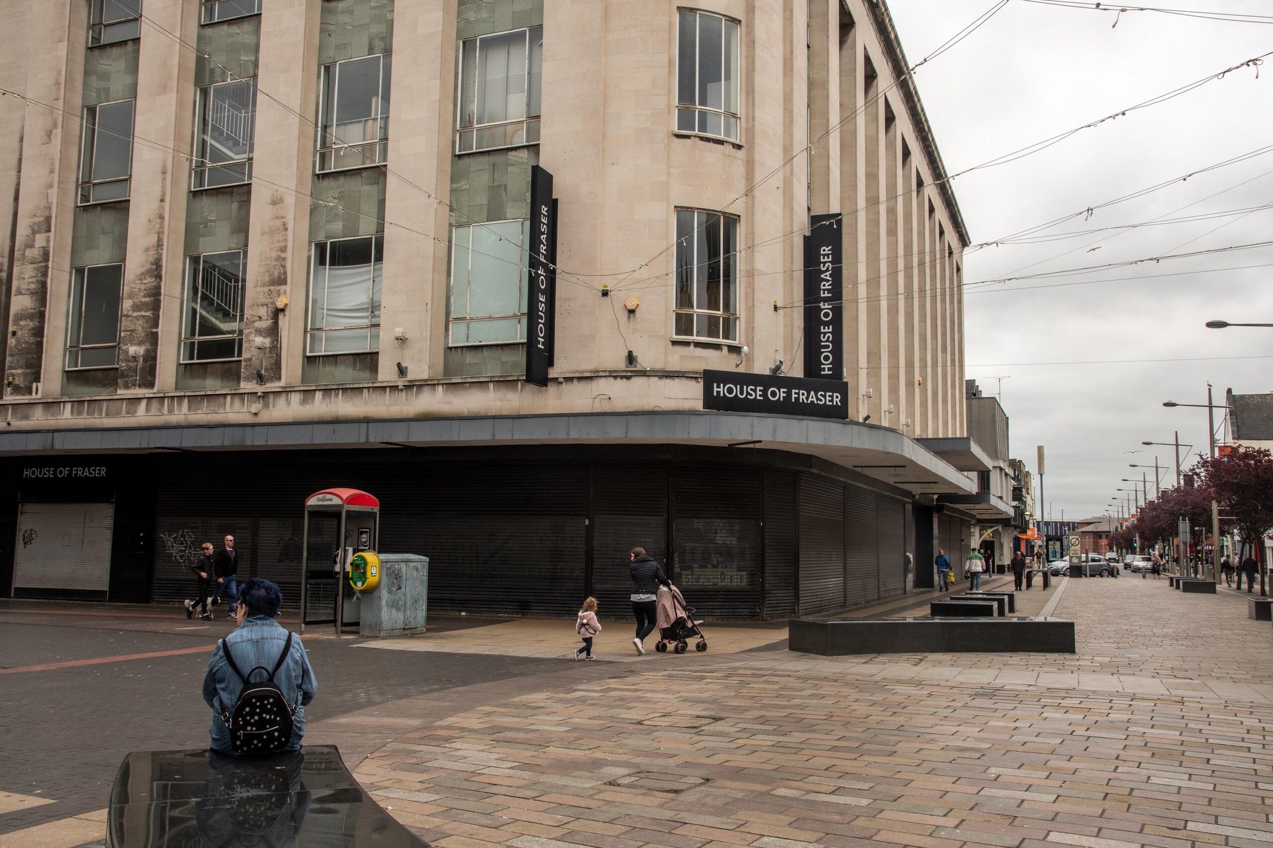 The closed-down House of Fraser department store in the center of the UK town of Middlesbrough, see...