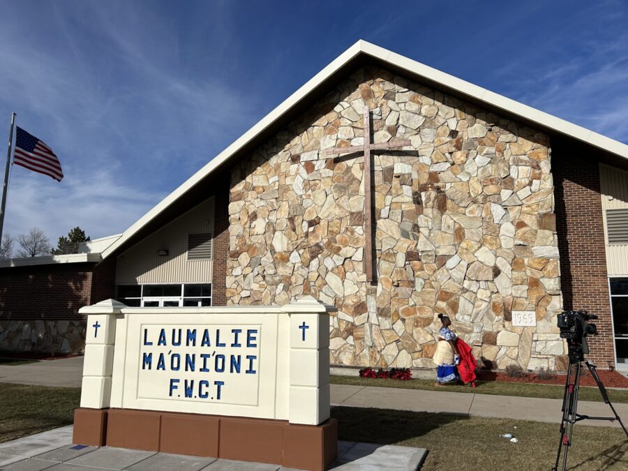The new church building of the Laumalie Ma'oni'oni Free Wesleyan Church of Tonga. (Emma Benson, KSL...