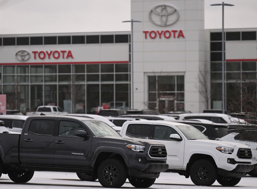 A Toyota dealership in Alberta, Canada, in October. (Artur Widak, NurPhoto, Getty Images)...