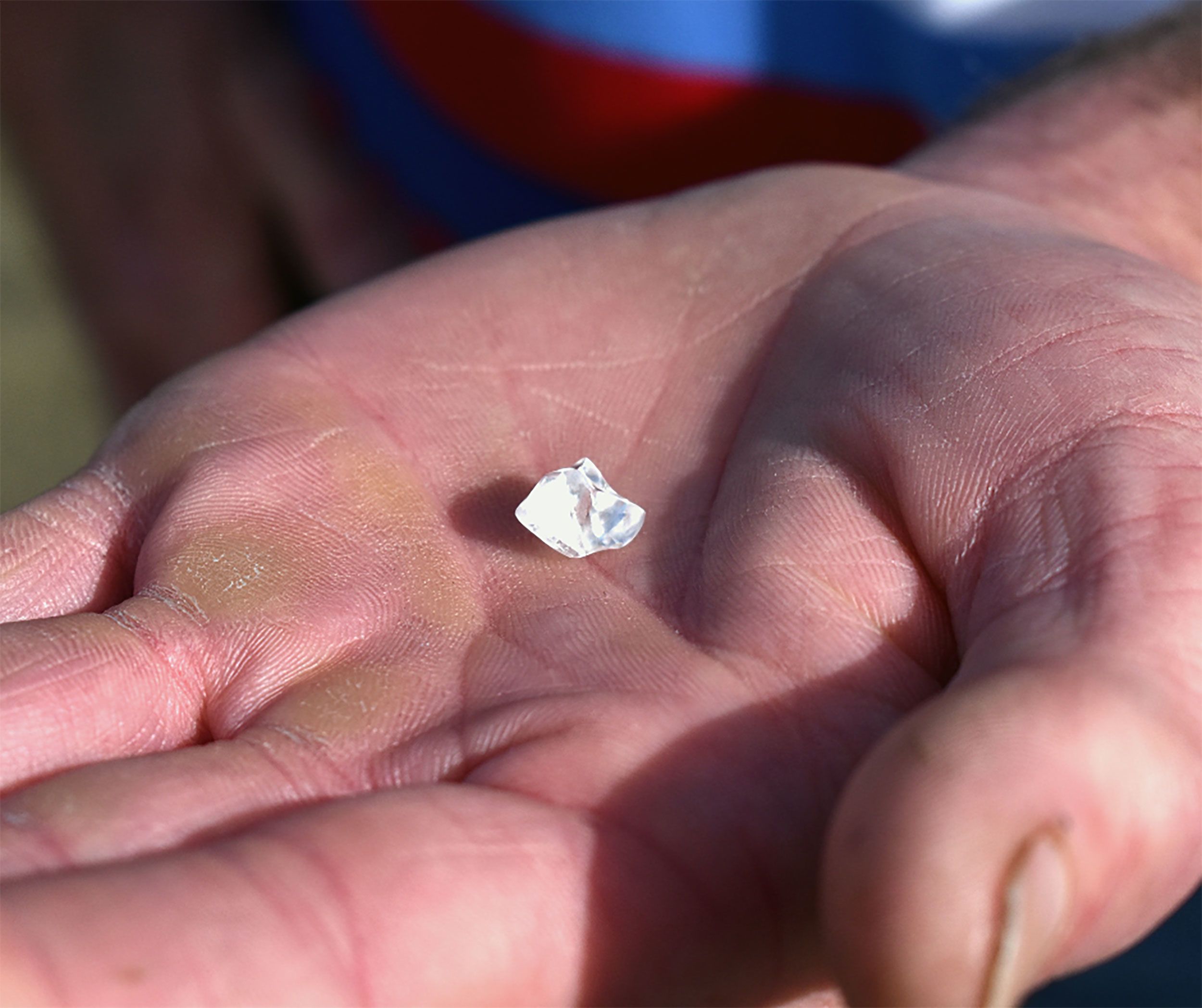 Shown is a close-up of the 4.87-carat diamond discovered in the Crater of Diamonds State Park in Mu...