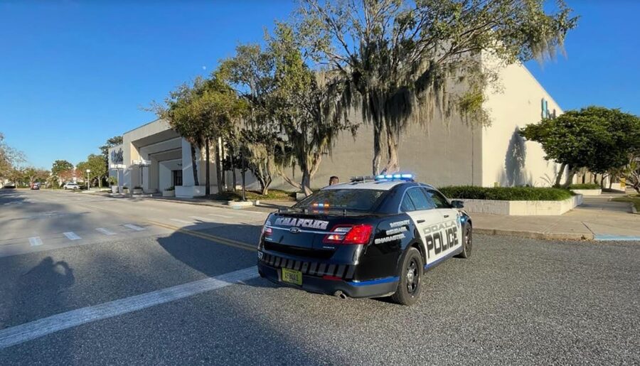 An Ocala Police Department vehicle is seen outside the Paddock Mall on Saturday. (Alan Youngblood, ...