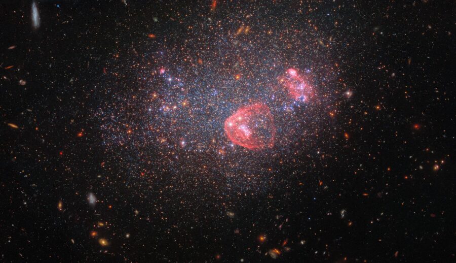 One billion stars twinkle within the dwarf galaxy UGC 8091, which is 7 million light-years away. (NASA)