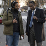This image released by Sundance Institute shows actor-director Chiwetel Ejiofor, left, on the set of "Rob Peace", an official selection of the Premieres Program at the 2024 Sundance Film Festival. (Gwen Capistran/Sundance Institute via AP)