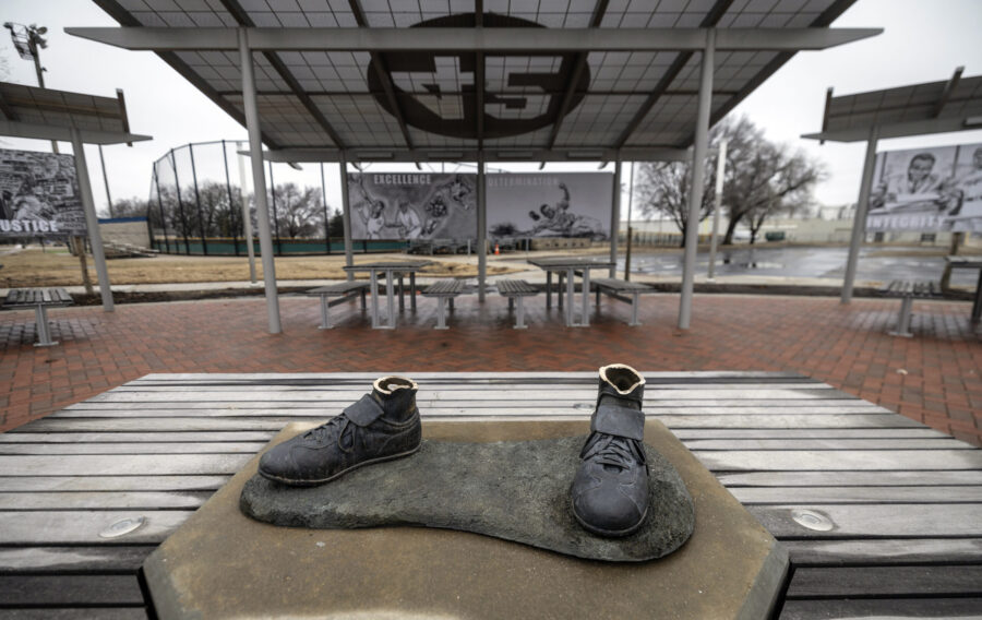 A bronze statue of legendary baseball pioneer Jackie Robinson was stolen from a park in Wichita, Ka...