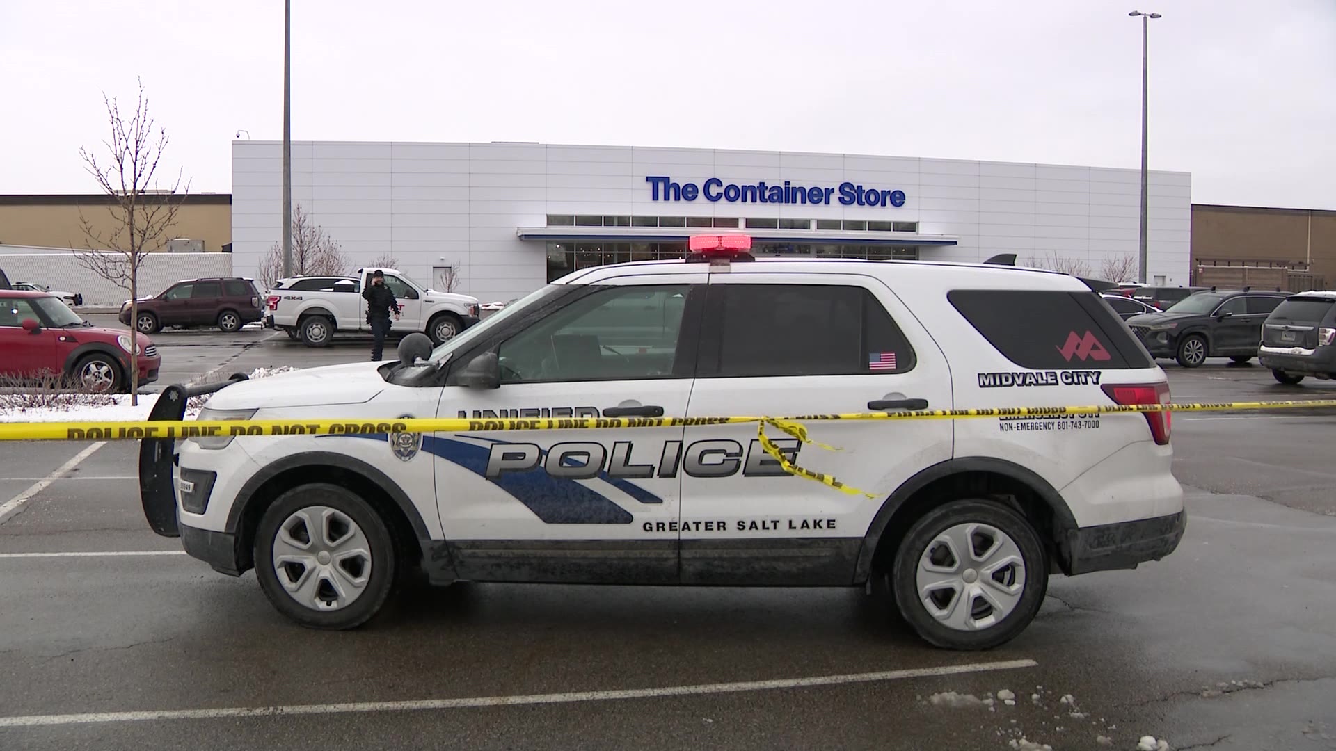 A Murray police patrol car outside of The Container Store located in Fashion Place Mall....