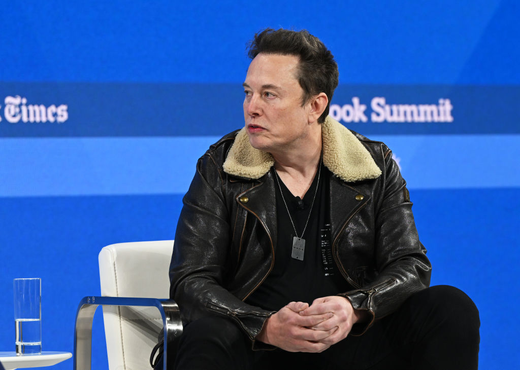 FILE: Elon Musk speaks onstage during The New York Times Dealbook Summit 2023 at Jazz at Lincoln Ce...