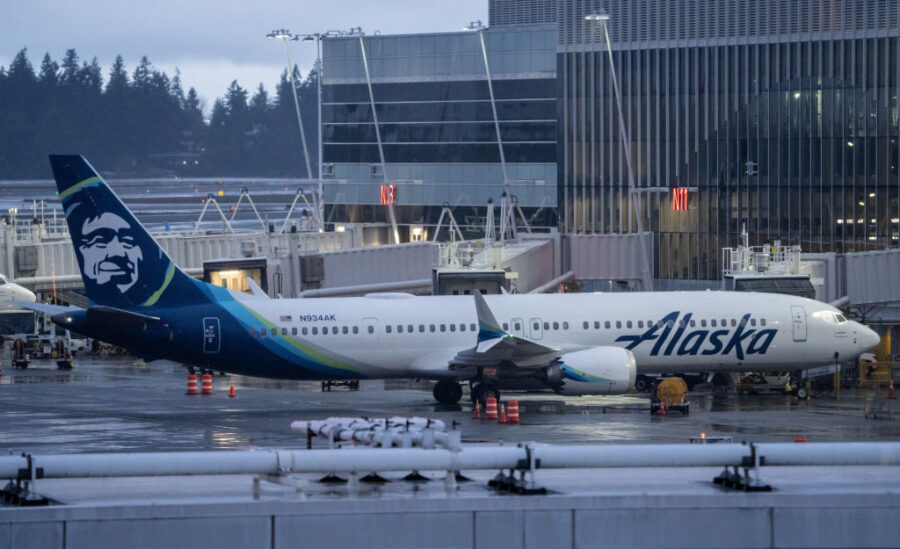 FILE: An Alaska Airlines Boeing 737 MAX 9 plane sits at a gate at Seattle-Tacoma International Airp...