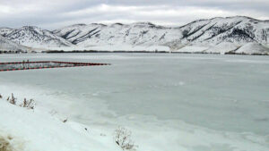 The Mantua Reservoir frozen over