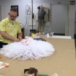 Jason Hadley works on costumes for Ballet West for performances in 2024. Tutus were used in a Taylor Swift Video. (Mike Anderson, KSL TV)