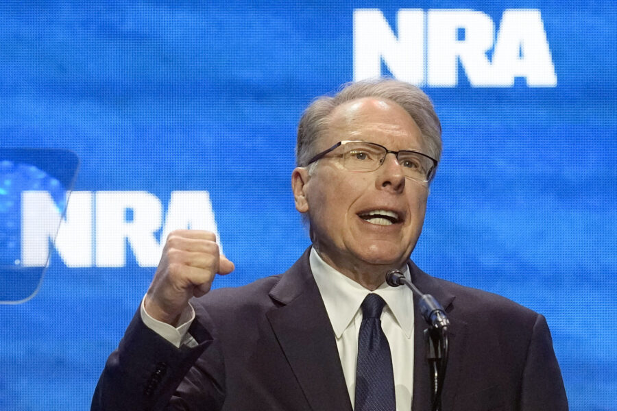 FILE - Wayne LaPierre, CEO and executive vice-president of the National Rifle Association, addresse...