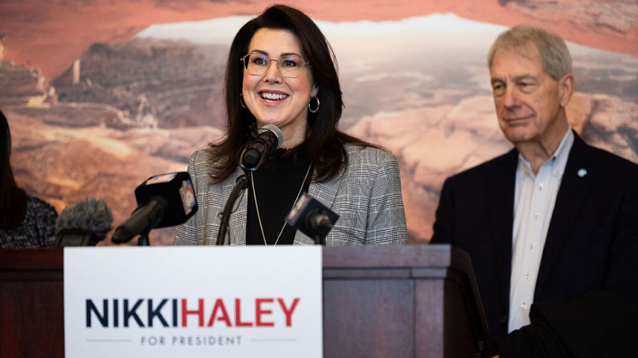 Utah Lt. Gov. Deidre Henderson announces her endorsement of Republican presidential candidate Nikki...