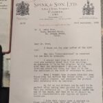 A copy of a presale letter of availability, dated September 23, 1930, from Spink & Son, London, describing the authenticity and quality of the John Opie painting, "The Schoolmistress". (FBI)