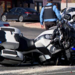The crashed police motorcycle. (Mark Weaver, KSL TV)