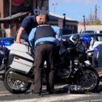 The crashed police motorcycle. (Mark Weaver, KSL TV)