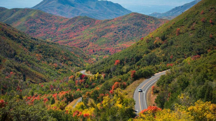 A car travels the Morgan-Parleys Scenic Byway between Salt Lake and Morgan counties on Sept. 23, 20...