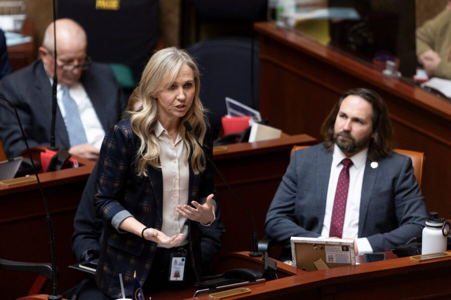 Rep. Katy Hall, R-South Ogden speaks about HB261 at the Capitol in Salt Lake City on Friday, Jan. 1...