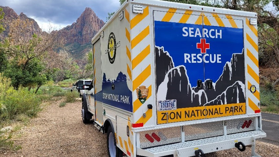 File photo of Zion National Park search and rescue vehicle....