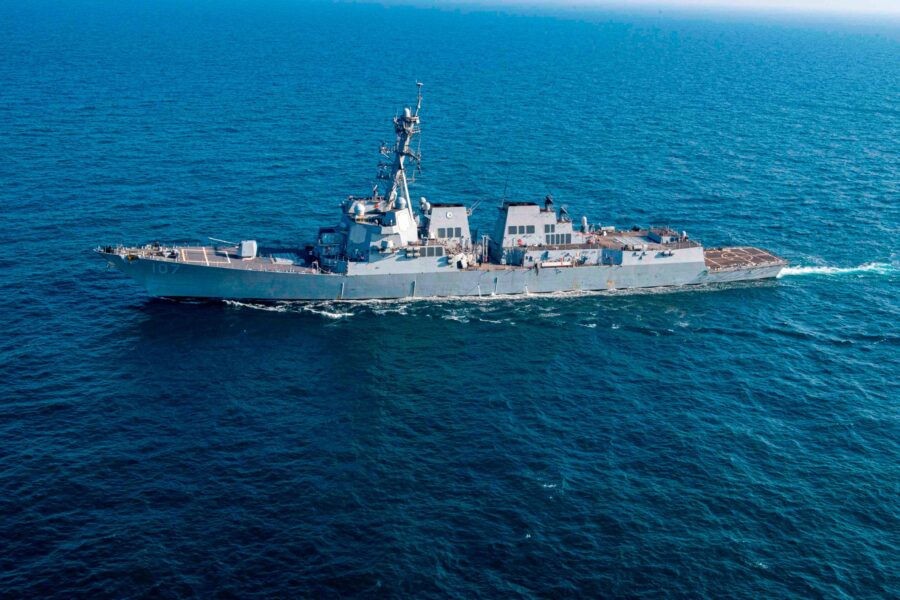US warship had close call with Houthi missile in Red Sea seen here the guided-missile destroyer USS...