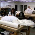 Cindy Farrimond and Jason Hadley work on costumes for Ballet West for performances in 2024. Tutus were used in a Taylor Swift Video. (Mike Anderson, KSL TV)