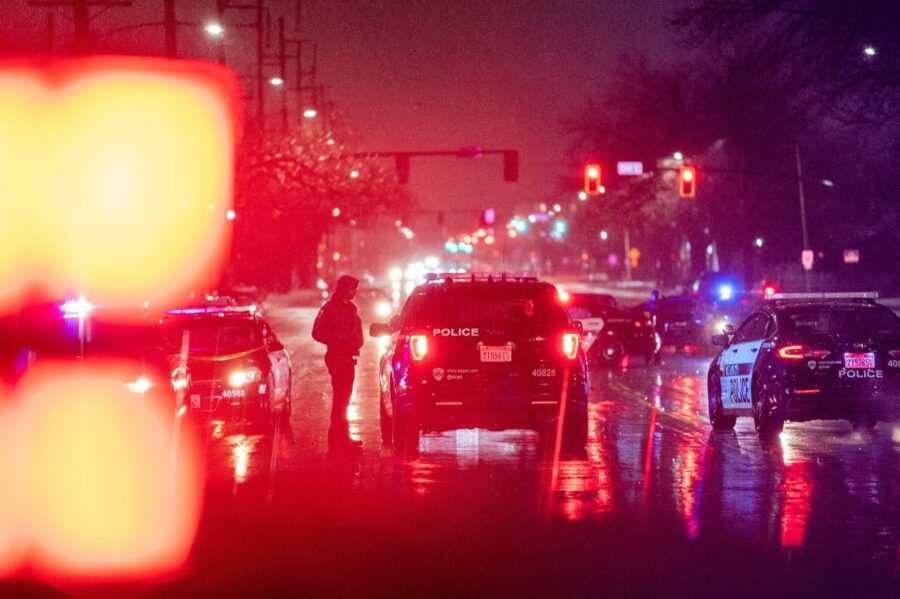Salt Lake City Police investigating a homicide on 800 South on Jan. 14, 2024. (SLCPD)...