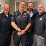 From left to right: Chief Rich Ferguson, Sgt. Carter Grow, Sgt. Austin Rowberry, Det. Alex Felsing. The photograph was taken on January 29, 2024, at the Draper City Police Department. (Draper City Police Department) 