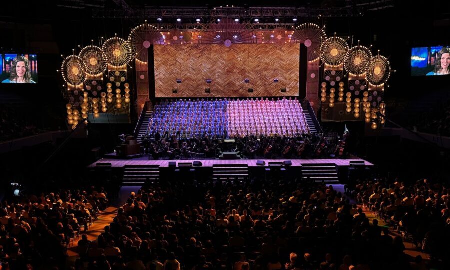 The stage of the Tabernacle Choir as they perform in Manila. (Dan Rascon, KSL News)...