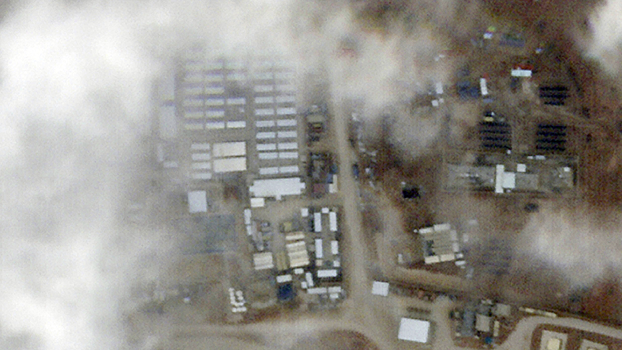A satellite photo from Planet Labs PBC shows a military base known as Tower 22 in northeastern Jord...