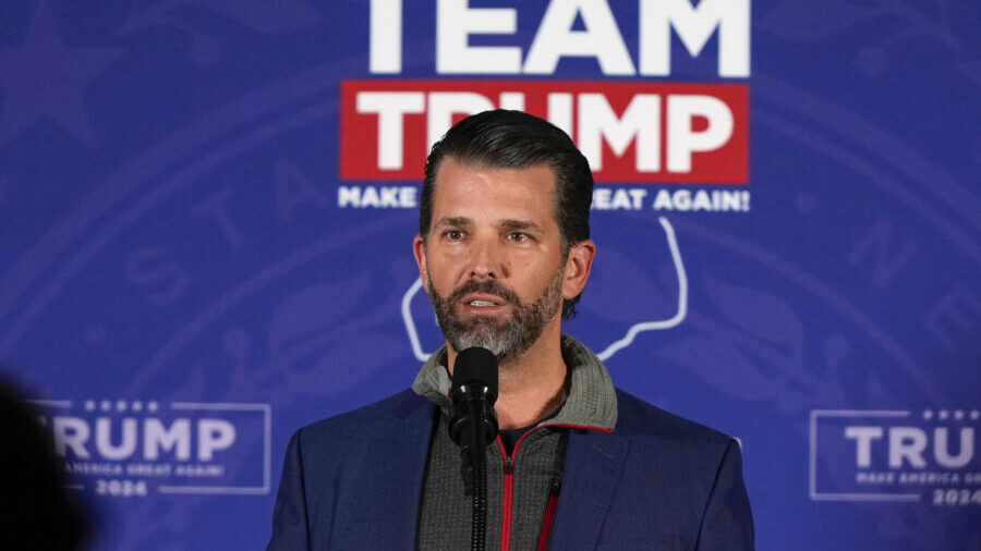 FILE - Donald Trump Jr., speaks at a rally for his father, Republican presidential candidate former...