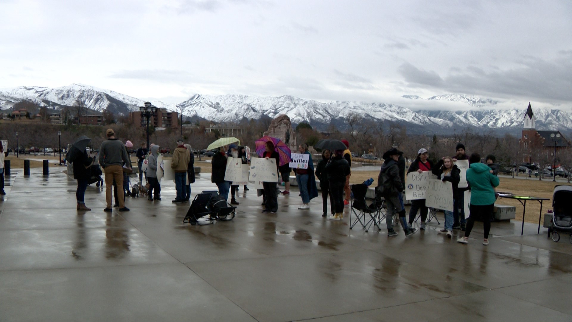People gathered on the south steps of the Utah Capitol Tuesday night to let lawmakers know the acti...