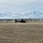 The downed Apache chopper near the Utah National Guard base in West Jordan.(Brianna Chavez, KSL TV)