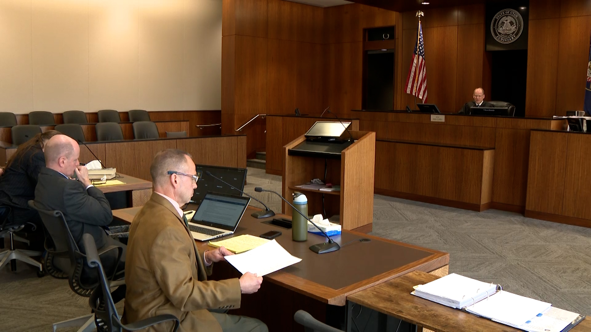 The defense and procuration meeting in Provo’s Fourth Judicial District Court with Judge Kraig Po...