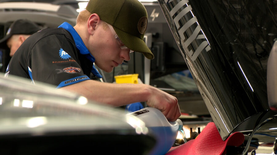 A student competes in the Weber State Auto Tech Championship on Friday....
