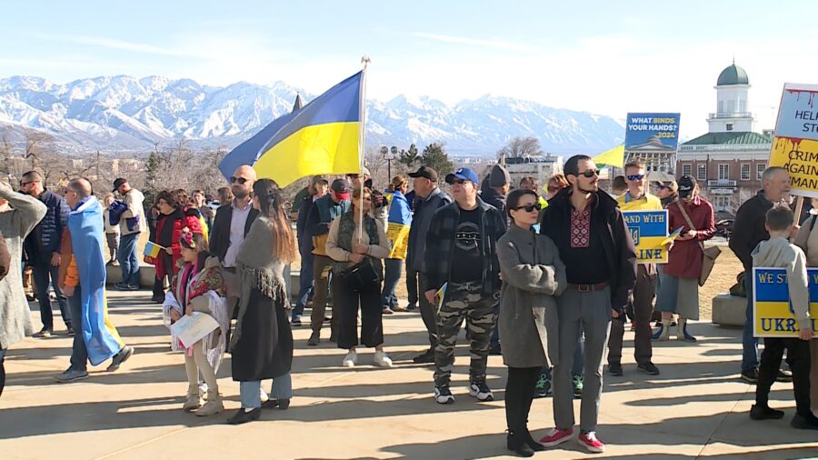 Dozens gathered at the steps of the Utah Capitol on Saturday in support of Ukraine on the second of...