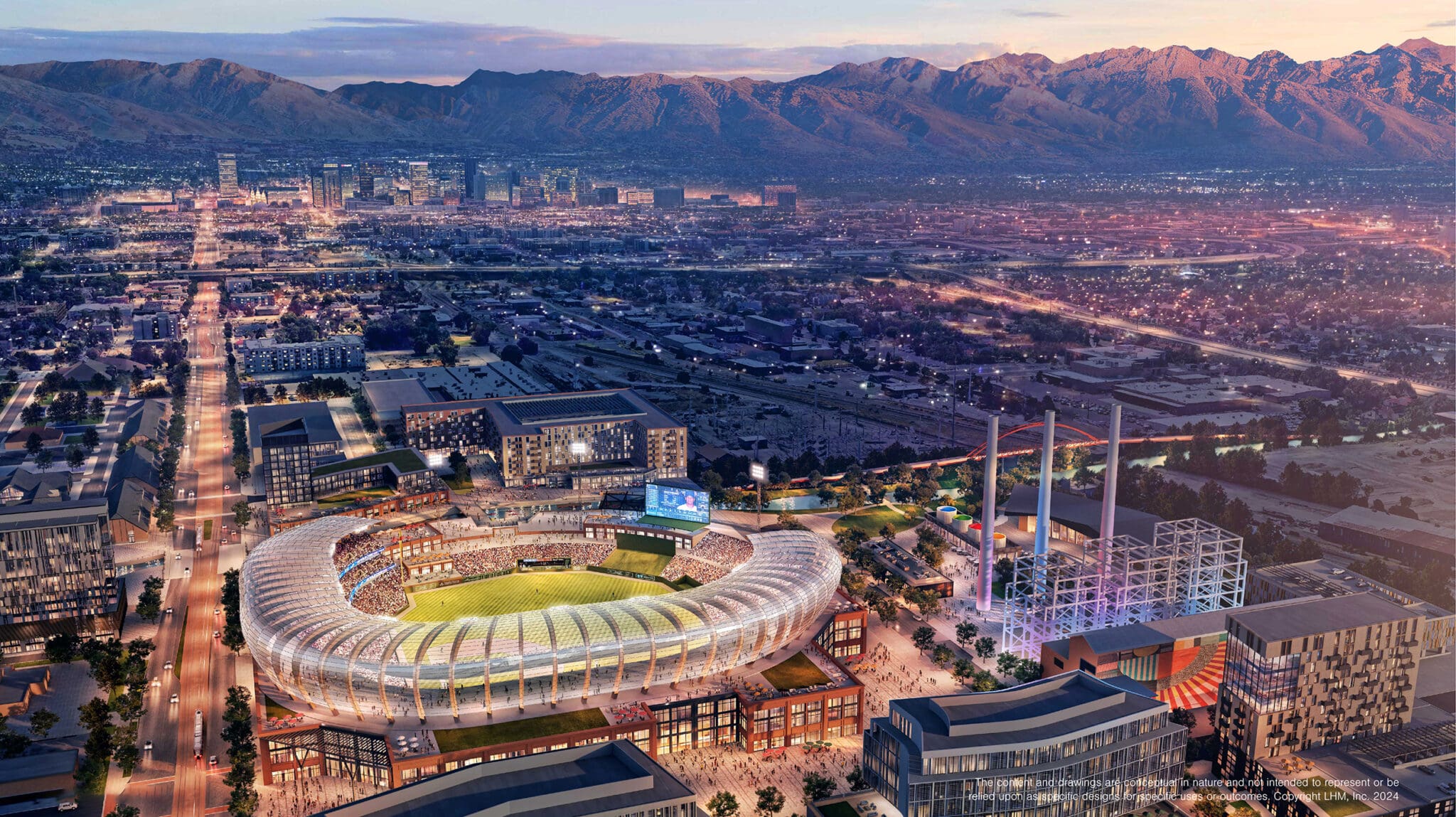 LHM Company releases renderings for $3.5B Power District development with potential MLB ballpark