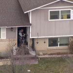 Clinton police and a SWAT team outside of a home in Clinton, Utah on Feb. 6, 2024 after a suspect fled from police. He arrived home and barricaded the door, refusing arrest. (KSL Chopper 5)