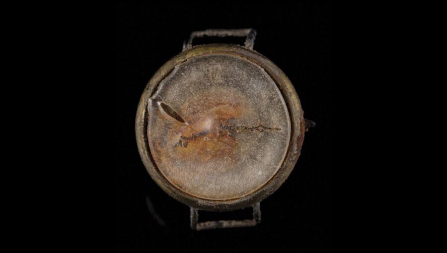 This photo provided by RR Auction shows a watch melted during the Aug.6, 1945 bombing of Hiroshima....