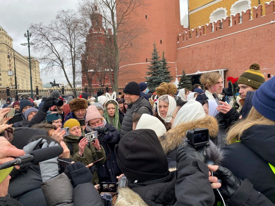 The “500 days of mobilization” rally brought women to the walls of the Kremlin. (Andre Ballin, ...
