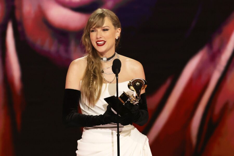 Taylor Swift accepts the Best Pop Vocal Album award for “Midnights” onstage during the 66th GRA...