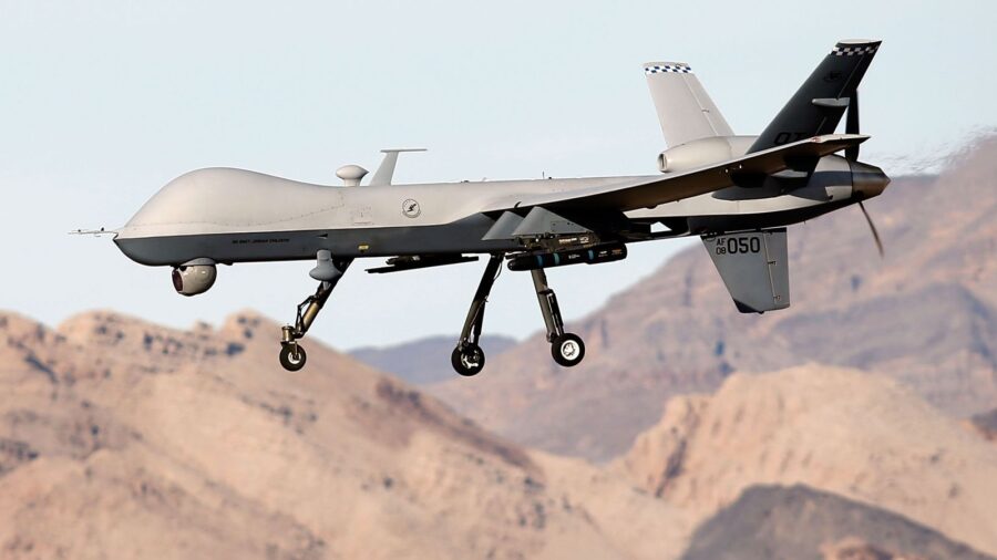 In this 2015 file photo, an MQ-9 Reaper remotely piloted aircraft flies by during a training missio...