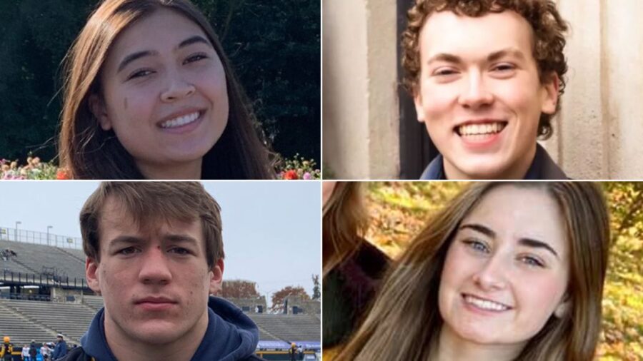 Clockwise from top left, Hana St. Juliana, Justin Shilling, Madisyn Baldwin and Tate Myre were killed in the shooting in November 2021. (Obtained by CNN) 