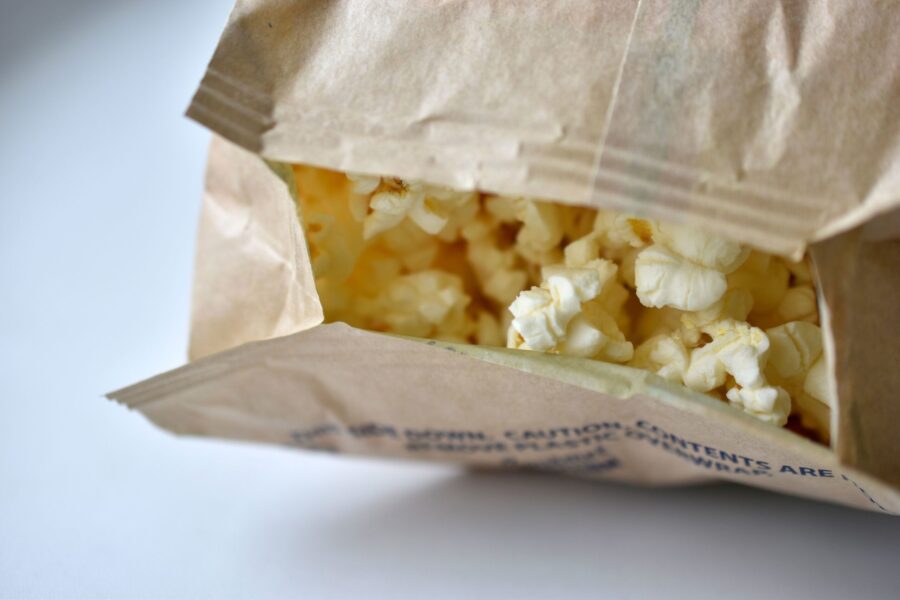 Studies have shown that food packaging materials such as microwave popcorn bags are a major source ...