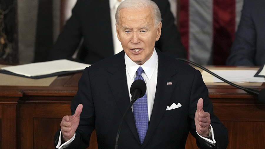 President Joe Biden delivers the State of the Union address to a joint session of Congress at the U...