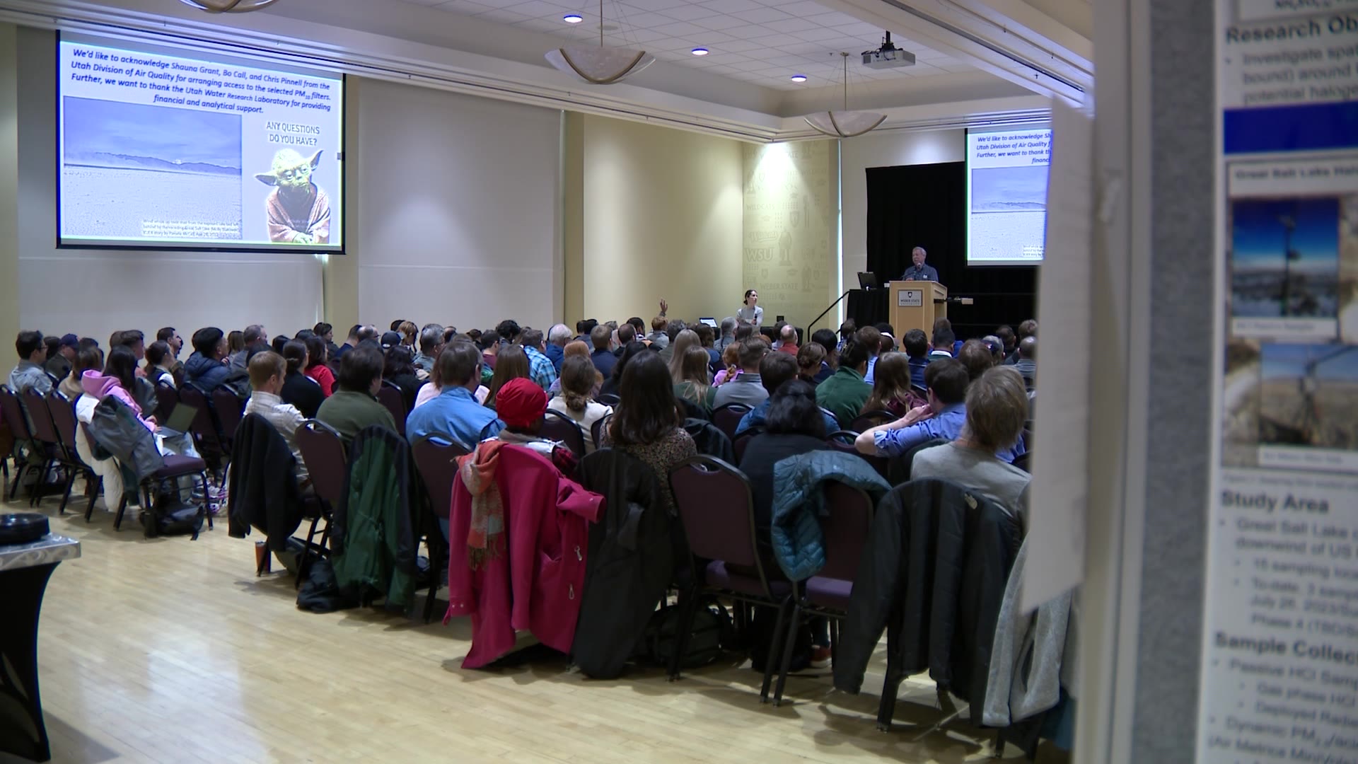 Researchers gathered in a Weber State University room for a Air Quality Summit....