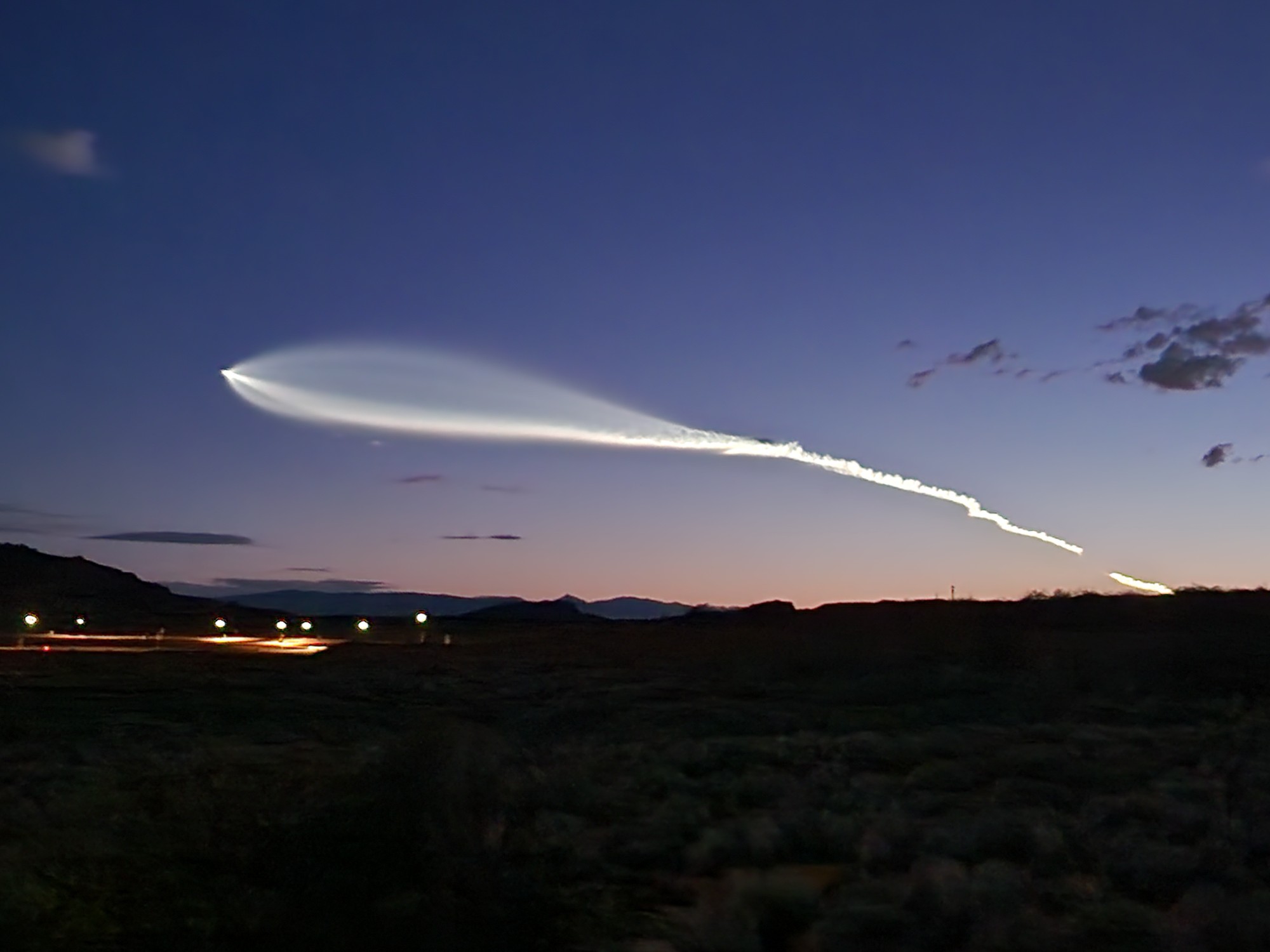 SpaceX's Falcon 9 rocket is seen above southern Utah on March 18, 2024. (Photo courtesy: Bill LeVer...